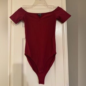 Express Off the Shoulder Burgundy Bodysuit